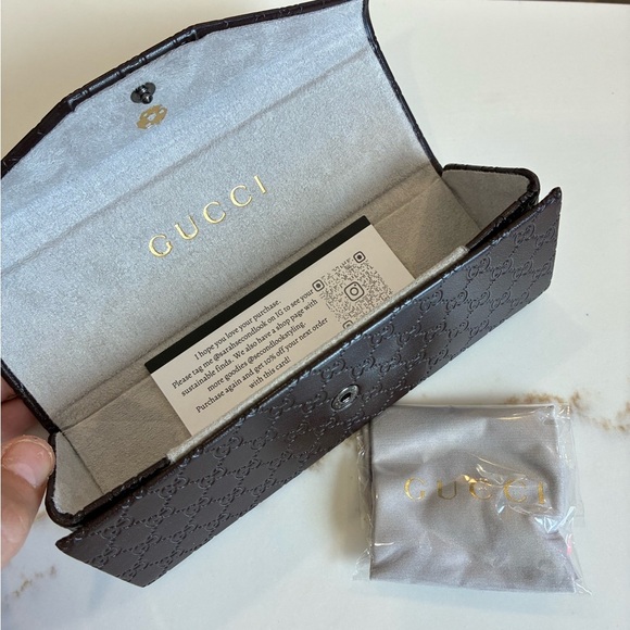Gucci eyeglass/sunglass holders logo case brown NEW - Picture 1 of 4